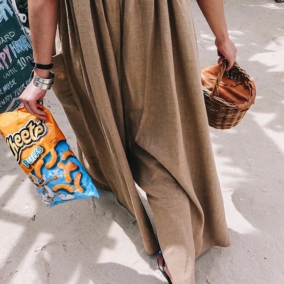 Sleeveless Scoop Neck Big Pocket Cotton Linen Boho Wide Leg Jumper Overalls - Picture 10 of 13